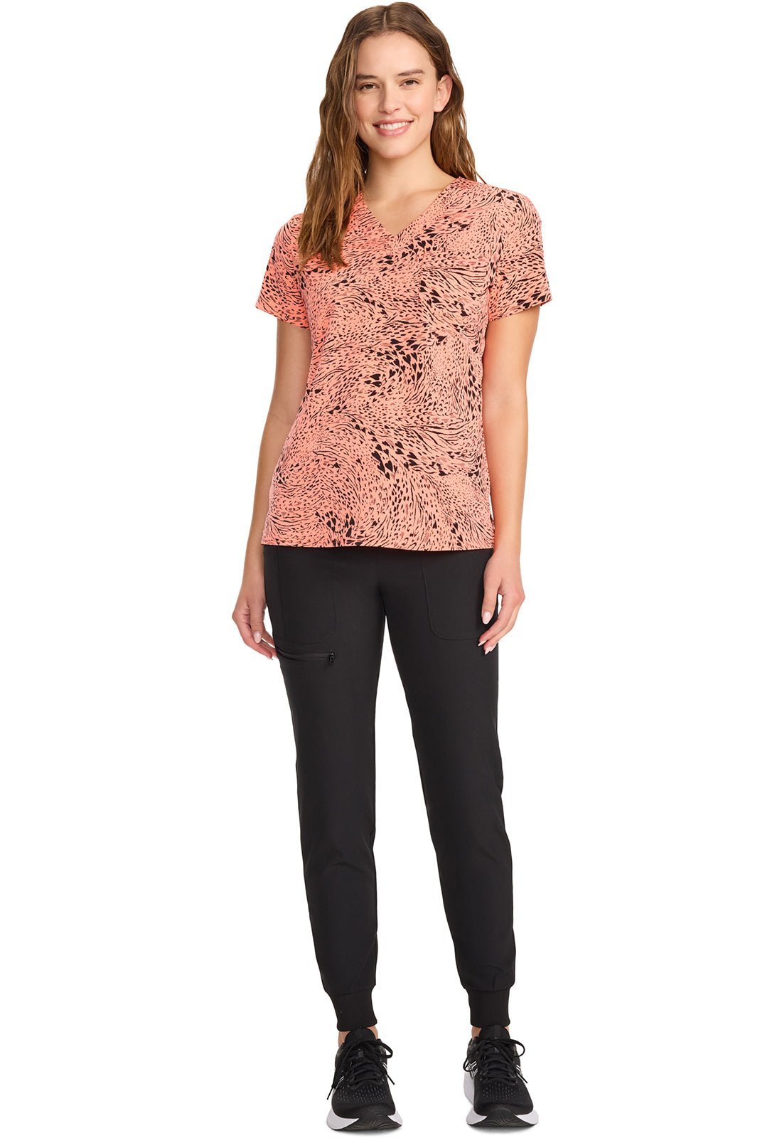 Wild Heart Med Couture Flamingo Print V Neck Scrub Top MC632 WLHT - Scrubs Select
