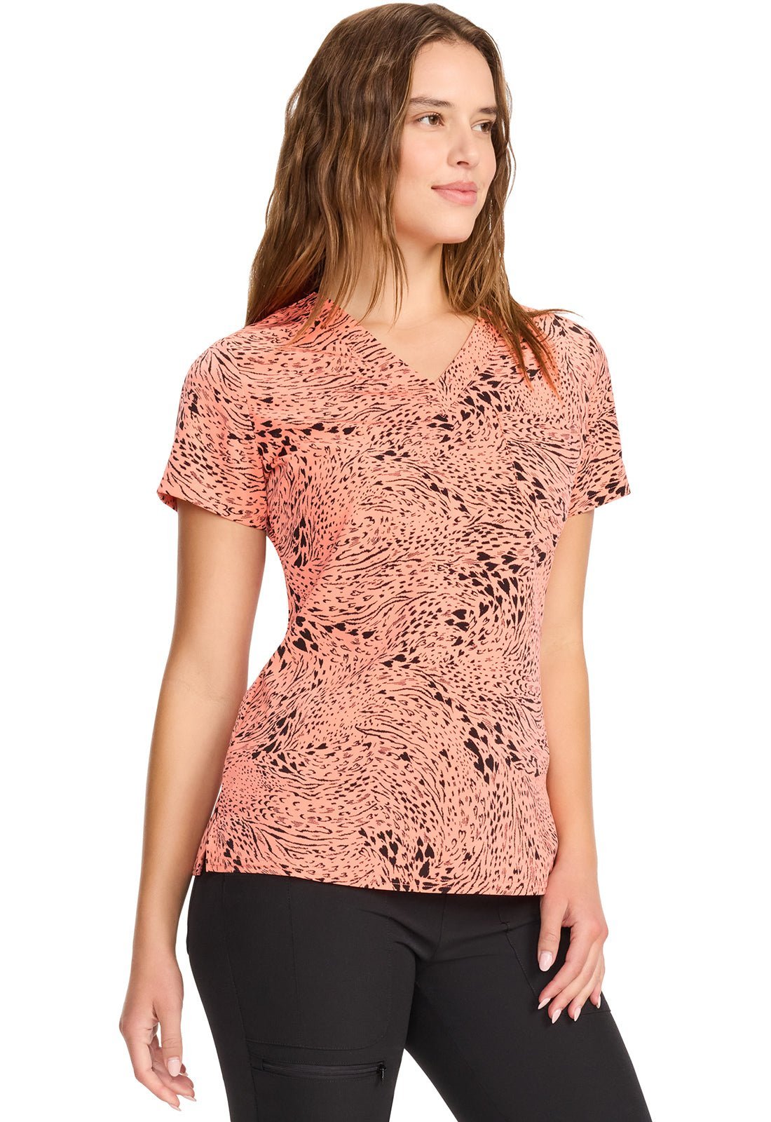 Wild Heart Med Couture Flamingo Print V Neck Scrub Top MC632 WLHT - Scrubs Select