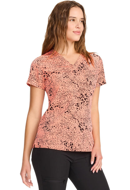 Wild Heart Med Couture Flamingo Print V Neck Scrub Top MC632 WLHT - Scrubs Select