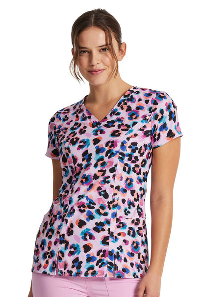 Wild Watercolor Dickies Print V Neck Scrub Top DK656 WDWC - Scrubs Select
