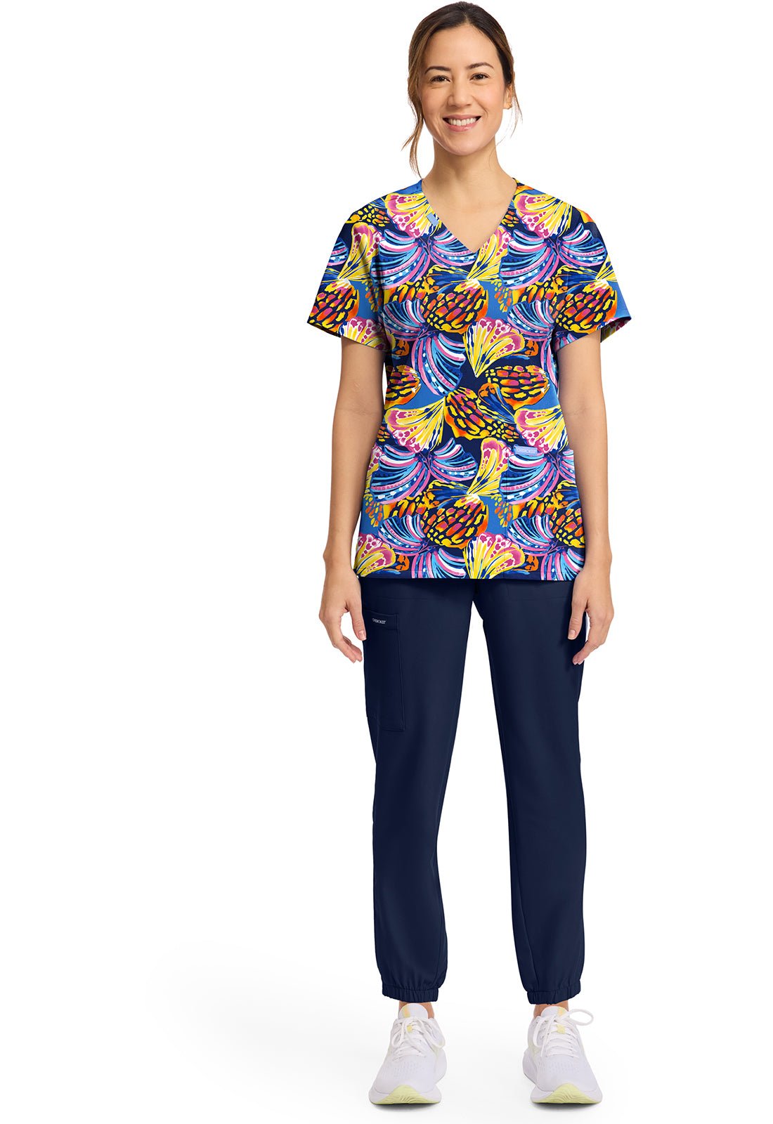 Winging It Cherokee Print V Neck Scrub Top CK856 WNIT - Scrubs Select