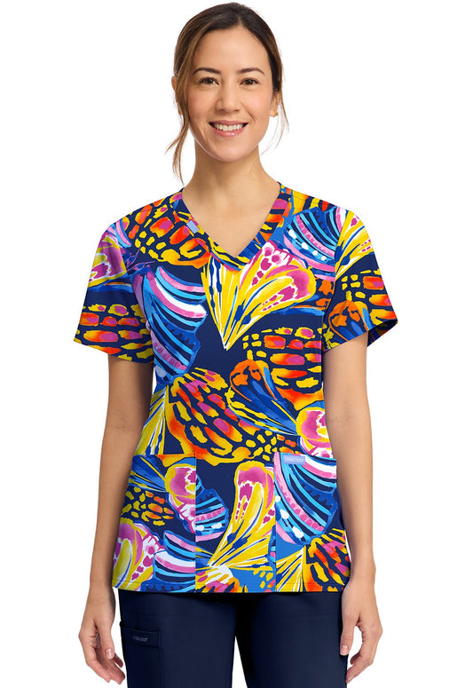 Winging It Cherokee Print V Neck Scrub Top CK856 WNIT - Scrubs Select
