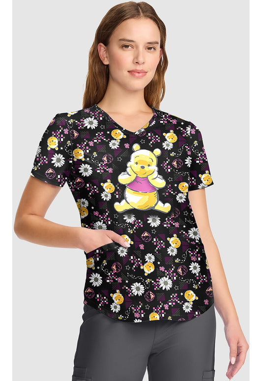 Winnie The Pooh Tooniforms Disney V Neck Scrub Top TF737 PHYN - Scrubs Select