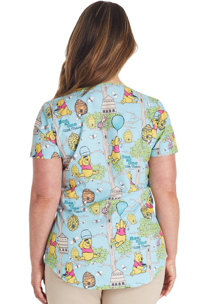 Winnie The Pooh Tooniforms Licensed Disney V Neck Scrub Top TF737 PHBN - Scrubs Select