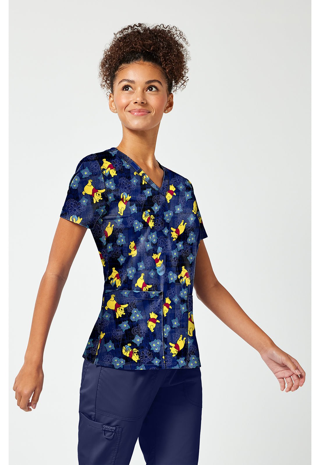 Winnie The Pooh Tooniforms Licensed Disney V Neck Scrub Top TF796 PHDP - Scrubs Select