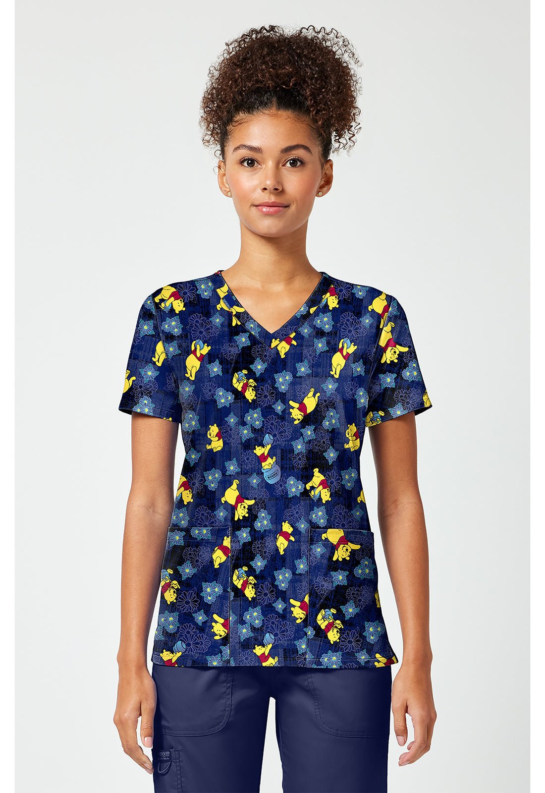 Winnie The Pooh Tooniforms Licensed Disney V Neck Scrub Top TF796 PHDP - Scrubs Select