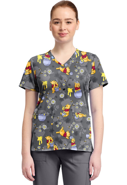 Winnie The Pooh Tooniforms Licensed Disney V Neck Scrub Top TF796 PHXB - Scrubs Select