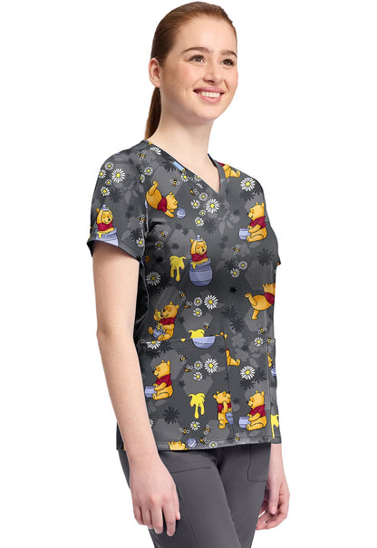 Winnie The Pooh Tooniforms Licensed Disney V Neck Scrub Top TF796 PHXB - Scrubs Select
