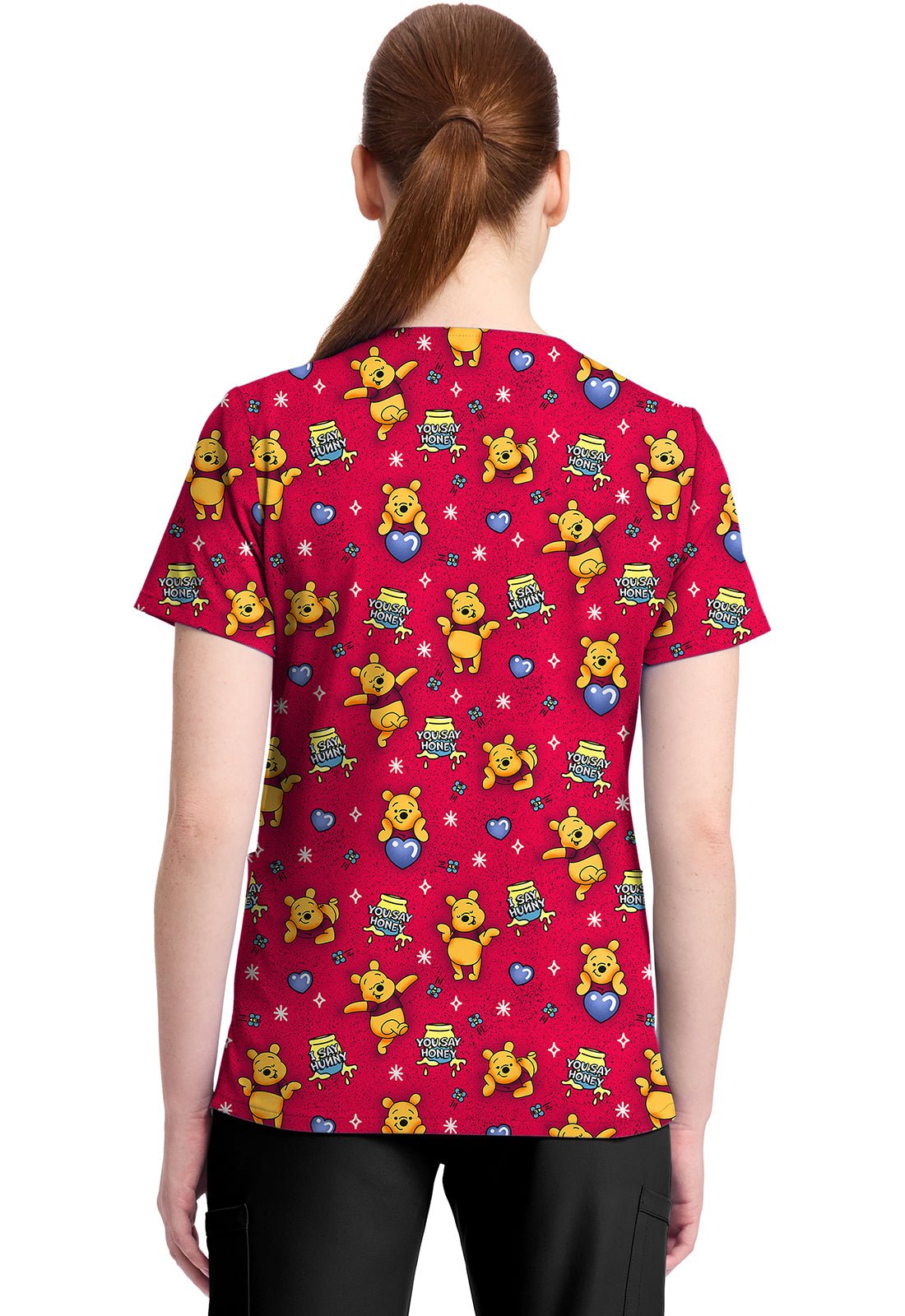 Winnie The Pooh Tooniforms Licensed Disney V Neck Scrub Top TF796 PHYX - Scrubs Select