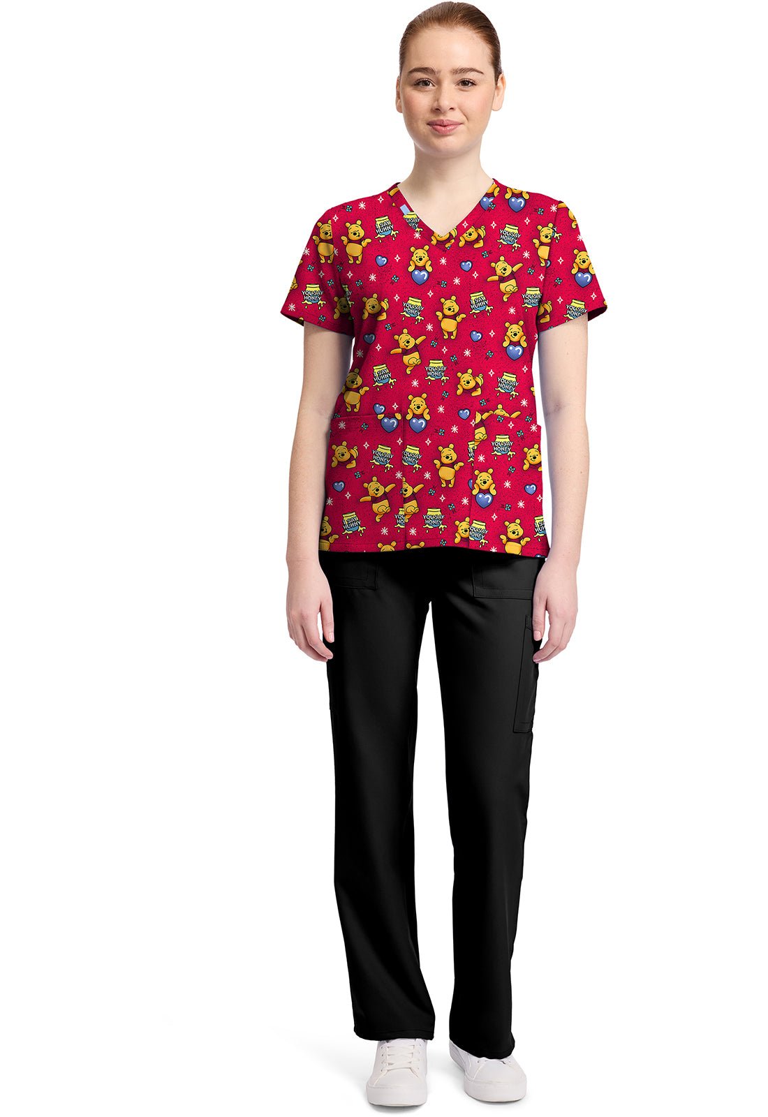 Winnie The Pooh Tooniforms Licensed Disney V Neck Scrub Top TF796 PHYX - Scrubs Select