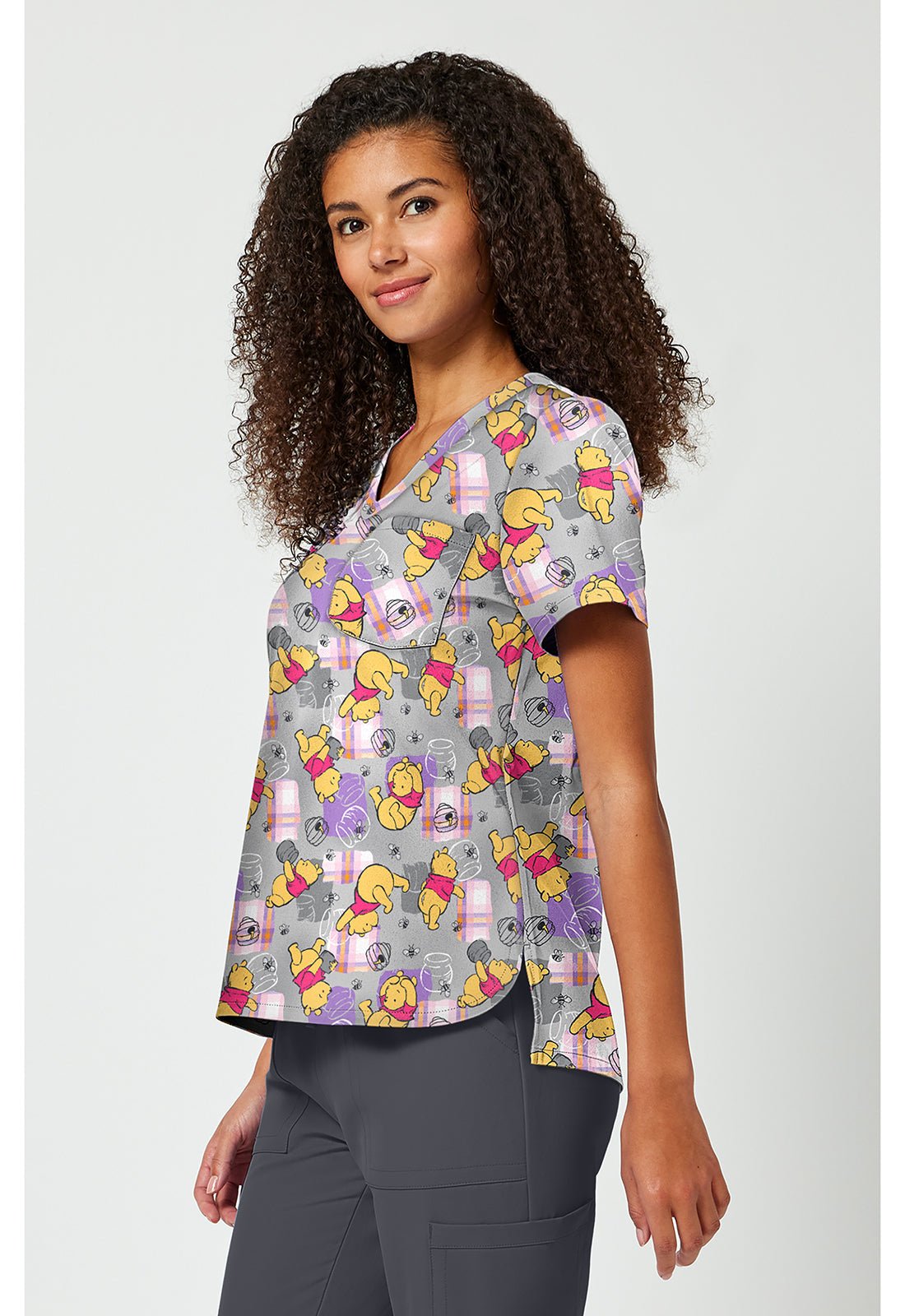 Winnie The Pooh Tooniforms Licensed Disney V Neck Scrub Top TF797 PHHY - Scrubs Select