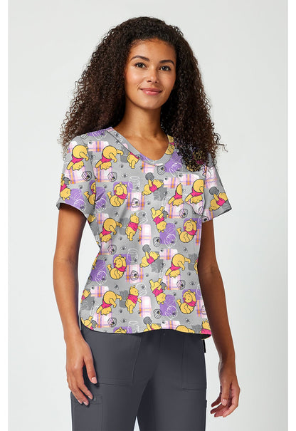 Winnie The Pooh Tooniforms Licensed Disney V Neck Scrub Top TF797 PHHY - Scrubs Select