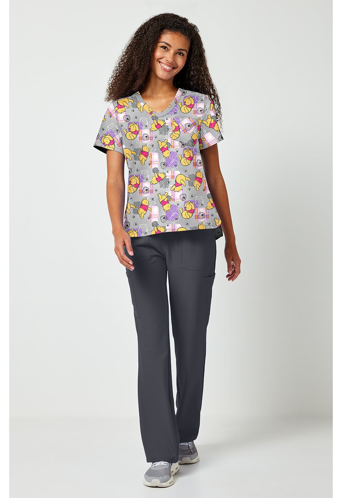 Winnie The Pooh Tooniforms Licensed Disney V Neck Scrub Top TF797 PHHY - Scrubs Select