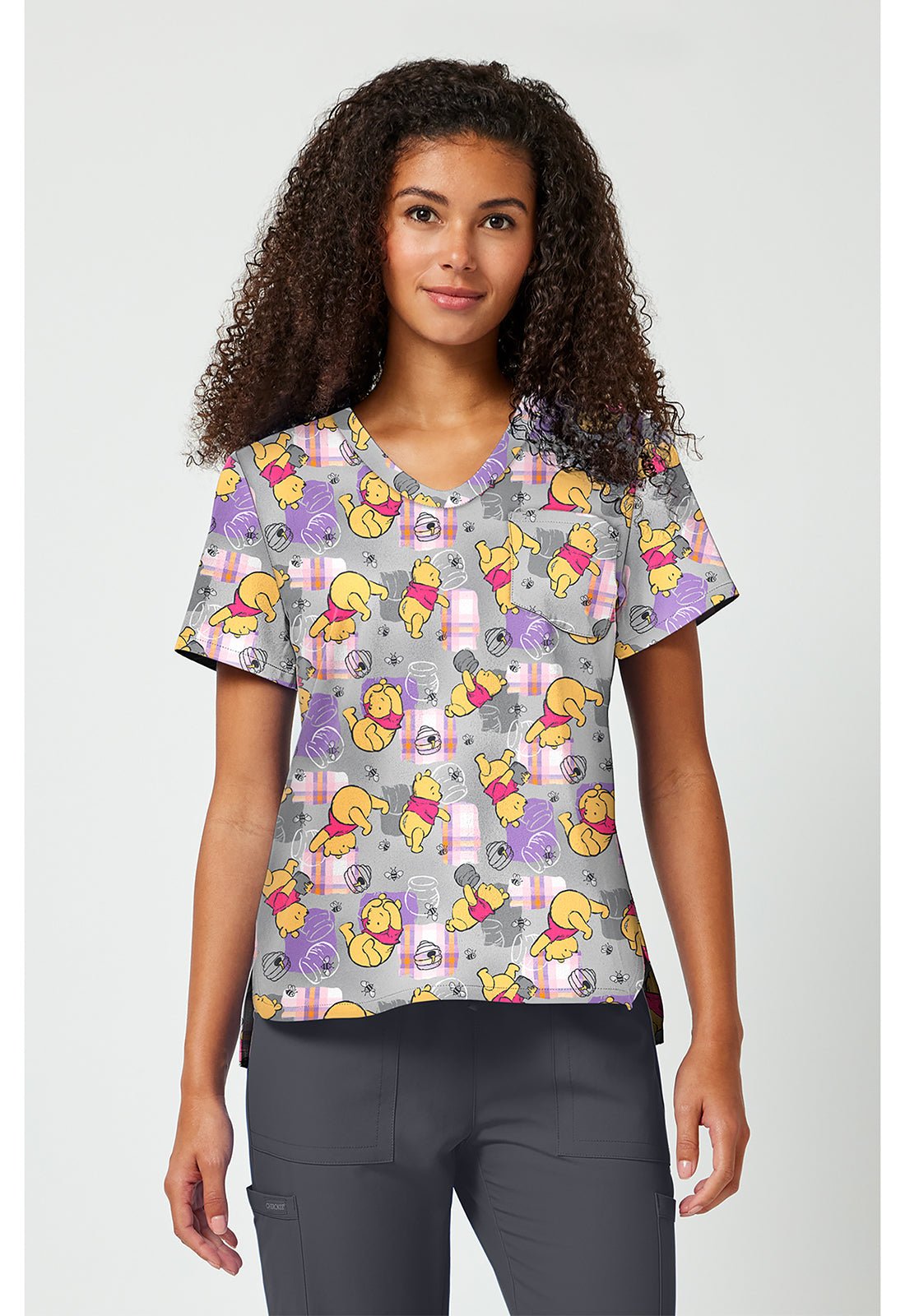 Winnie The Pooh Tooniforms Licensed Disney V Neck Scrub Top TF797 PHHY - Scrubs Select