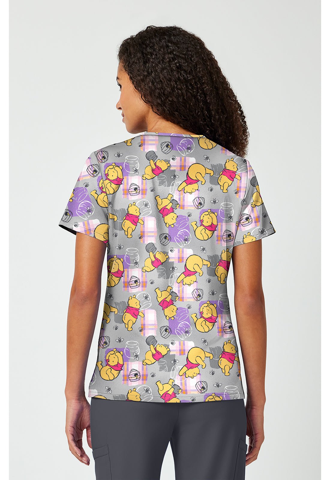 Winnie The Pooh Tooniforms Licensed Disney V Neck Scrub Top TF797 PHHY - Scrubs Select