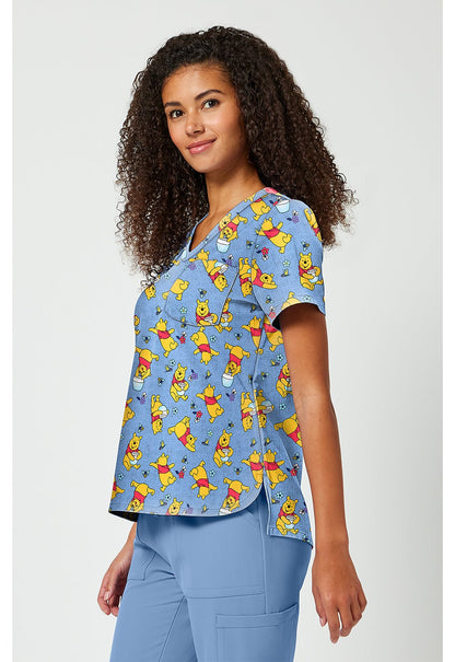 Winnie The Pooh Tooniforms Licensed Disney V Neck Scrub Top TF797 PHZI - Scrubs Select