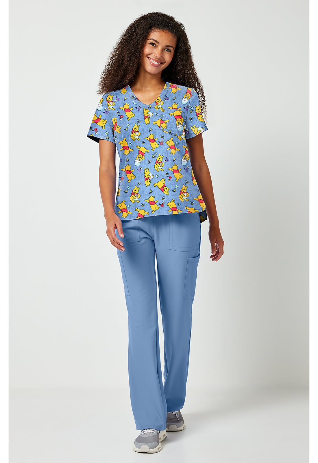Winnie The Pooh Tooniforms Licensed Disney V Neck Scrub Top TF797 PHZI - Scrubs Select