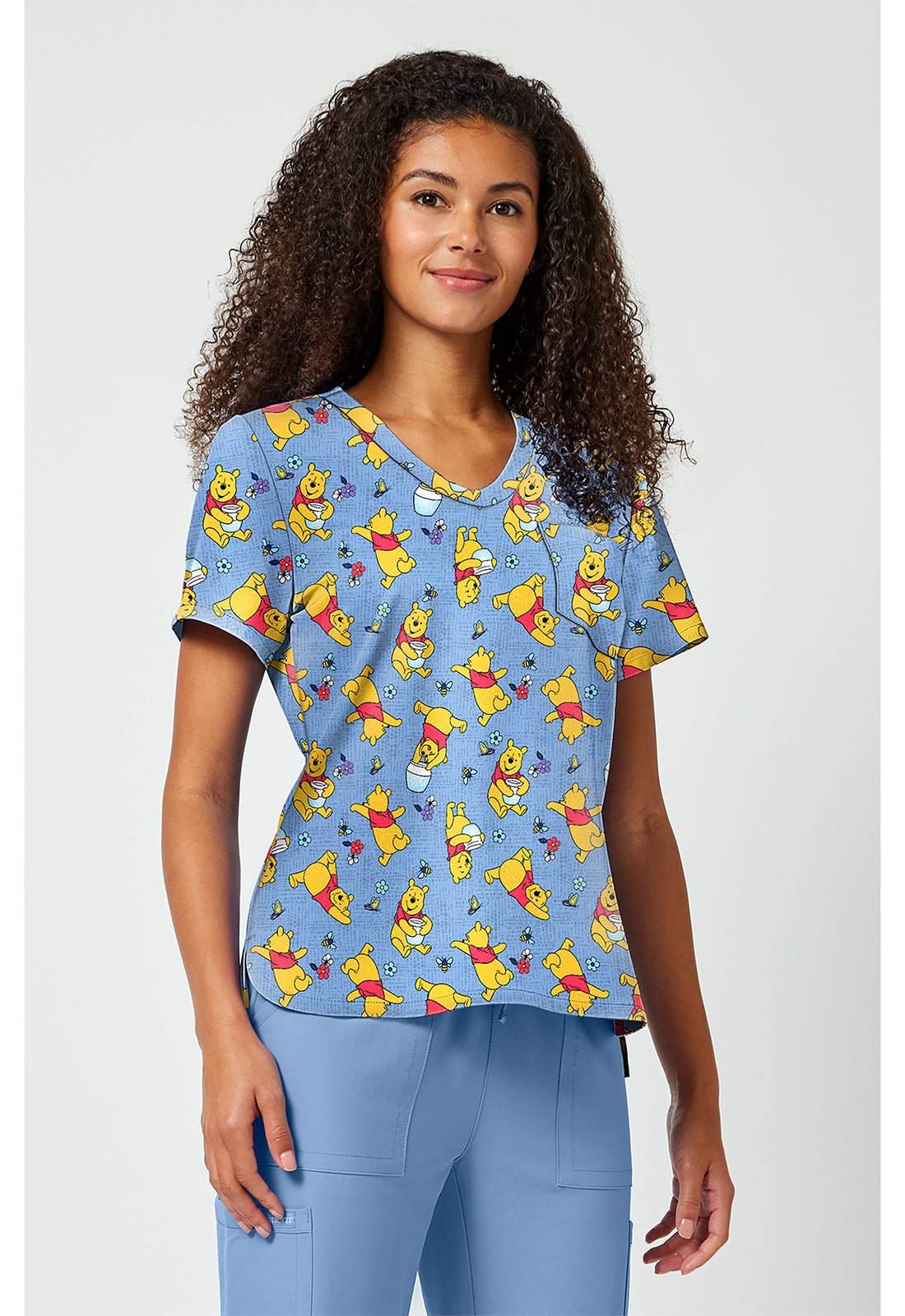 Winnie The Pooh Tooniforms Licensed Disney V Neck Scrub Top TF797 PHZI - Scrubs Select