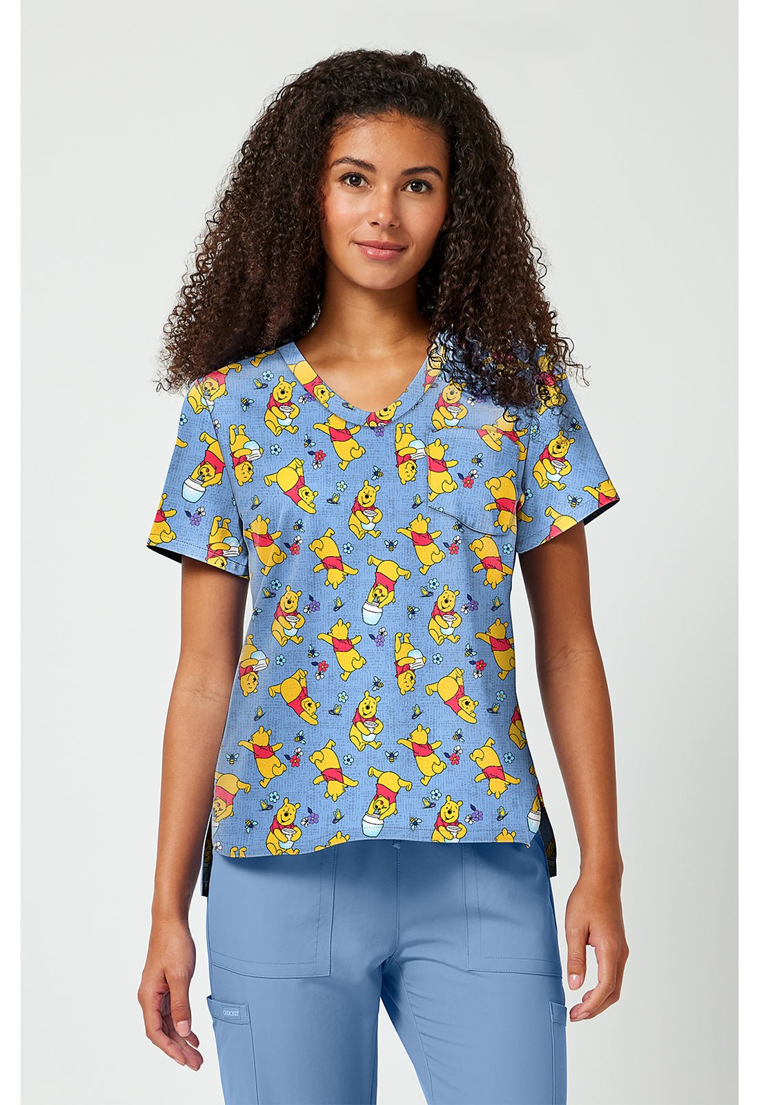 Winnie The Pooh Tooniforms Licensed Disney V Neck Scrub Top TF797 PHZI - Scrubs Select