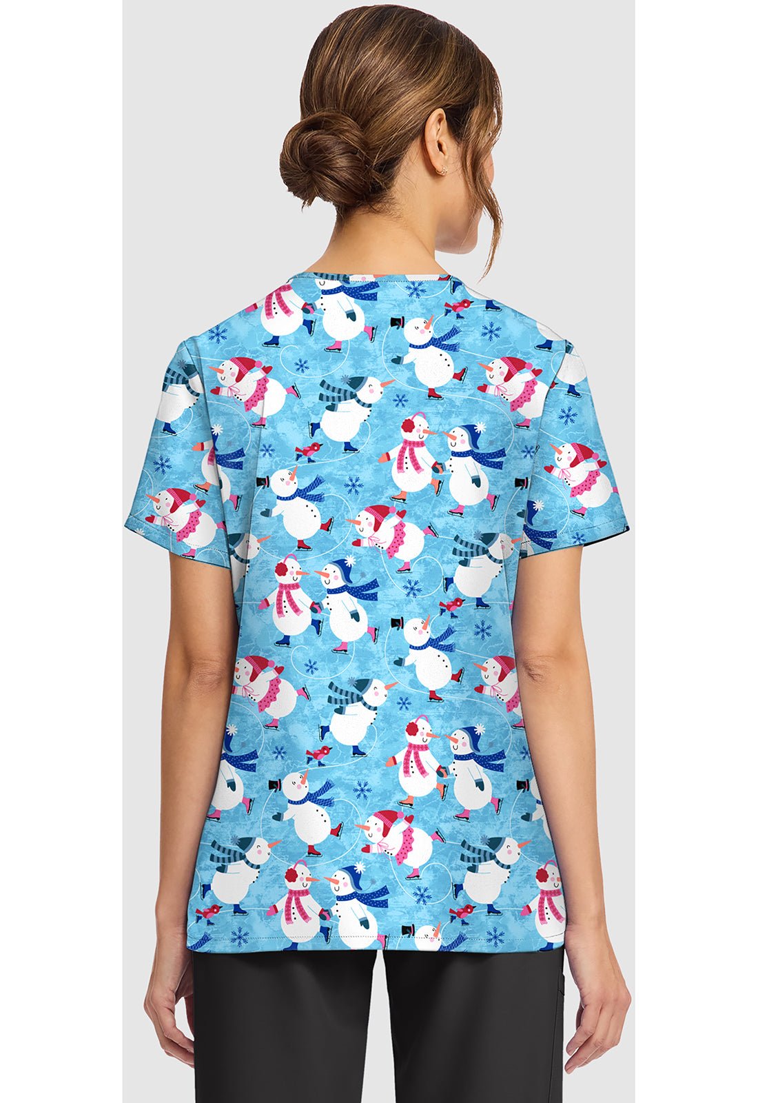 Winter Wonderland Cherokee Print V - Neck Scrub Top CK856 WNTW - Scrubs Select