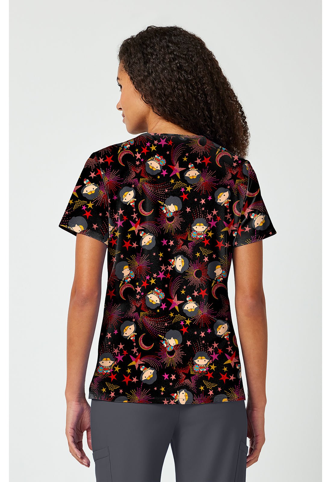 Wonder Woman Tooniforms Licensed DC Comics V Neck Scrub Top TF797 DMTS - Scrubs Select