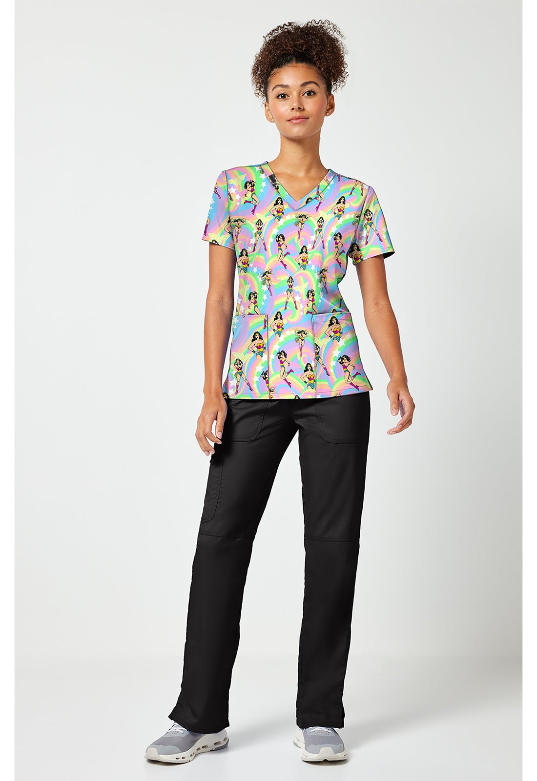Wonder Woman Tooniforms Licensed DC V Neck Scrub Top TF796 DMZD - Scrubs Select