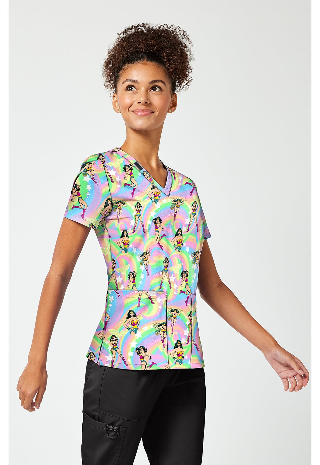 Wonder Woman Tooniforms Licensed DC V Neck Scrub Top TF796 DMZD - Scrubs Select