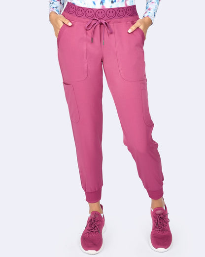 Zavate Ava Therese Smile Jogger Scrub Pant 3080 in Deep Rose - Scrubs Select