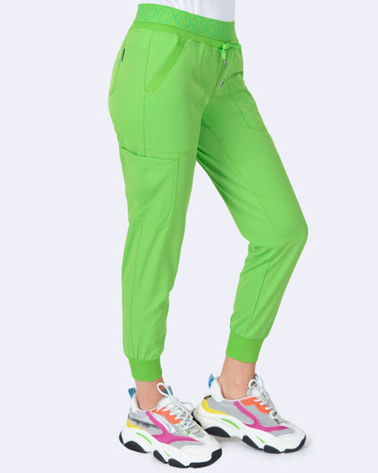 Zavate Ava Therese Smile Jogger Scrub Pant 3080 in Yellow, Green, Orange, Purple - Scrubs Select