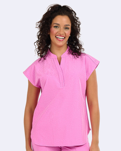 Zavate Piper Tuck In Scrub Mandarin Collar Top 1176 Bubble Gum, Sugar Plum, Sorbet - Scrubs Select