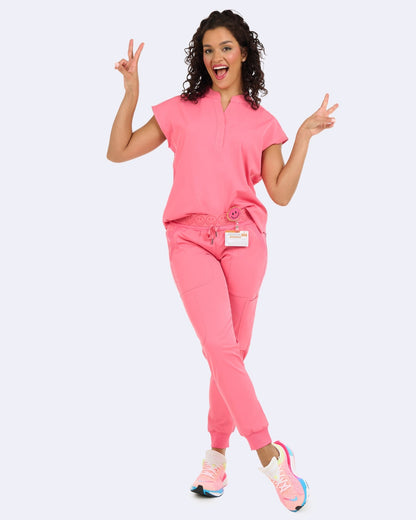Zavate Piper Tuck In Scrub Mandarin Collar Top 1176 Bubble Gum, Sugar Plum, Sorbet - Scrubs Select