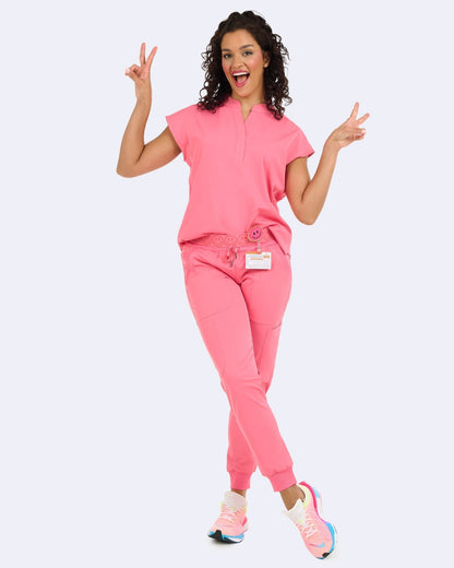 Zavate Piper Tuck In Scrub Mandarin Collar Top 1176 Bubble Gum, Sugar Plum, Sorbet - Scrubs Select