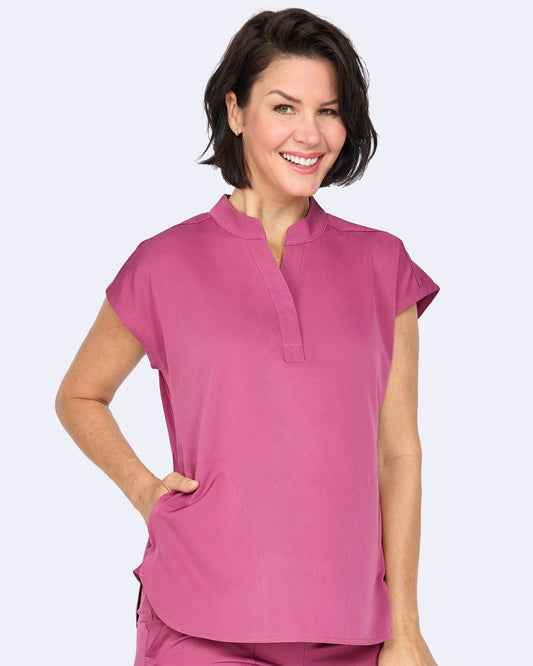 Zavate Piper Tuck In Scrub Mandarin Collar Top 1176 Deep Rose - Scrubs Select