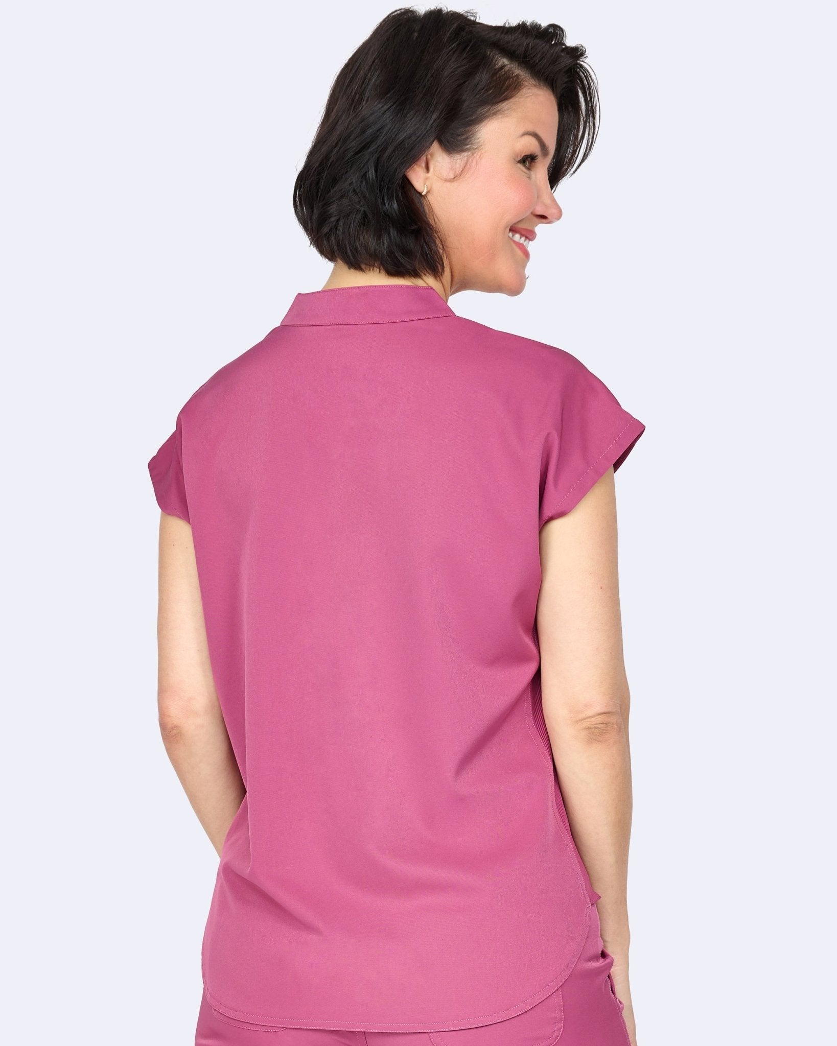 Zavate Piper Tuck In Scrub Mandarin Collar Top 1176 Deep Rose - Scrubs Select