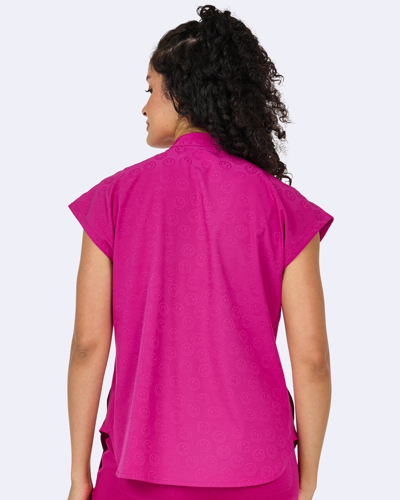 Zavate Scrubs Piper Tuck In Mandarin Collar Top 1176 Smile Jacquard - Scrubs Select