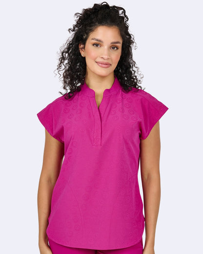 Zavate Scrubs Piper Tuck In Mandarin Collar Top 1176 Smile Jacquard - Scrubs Select