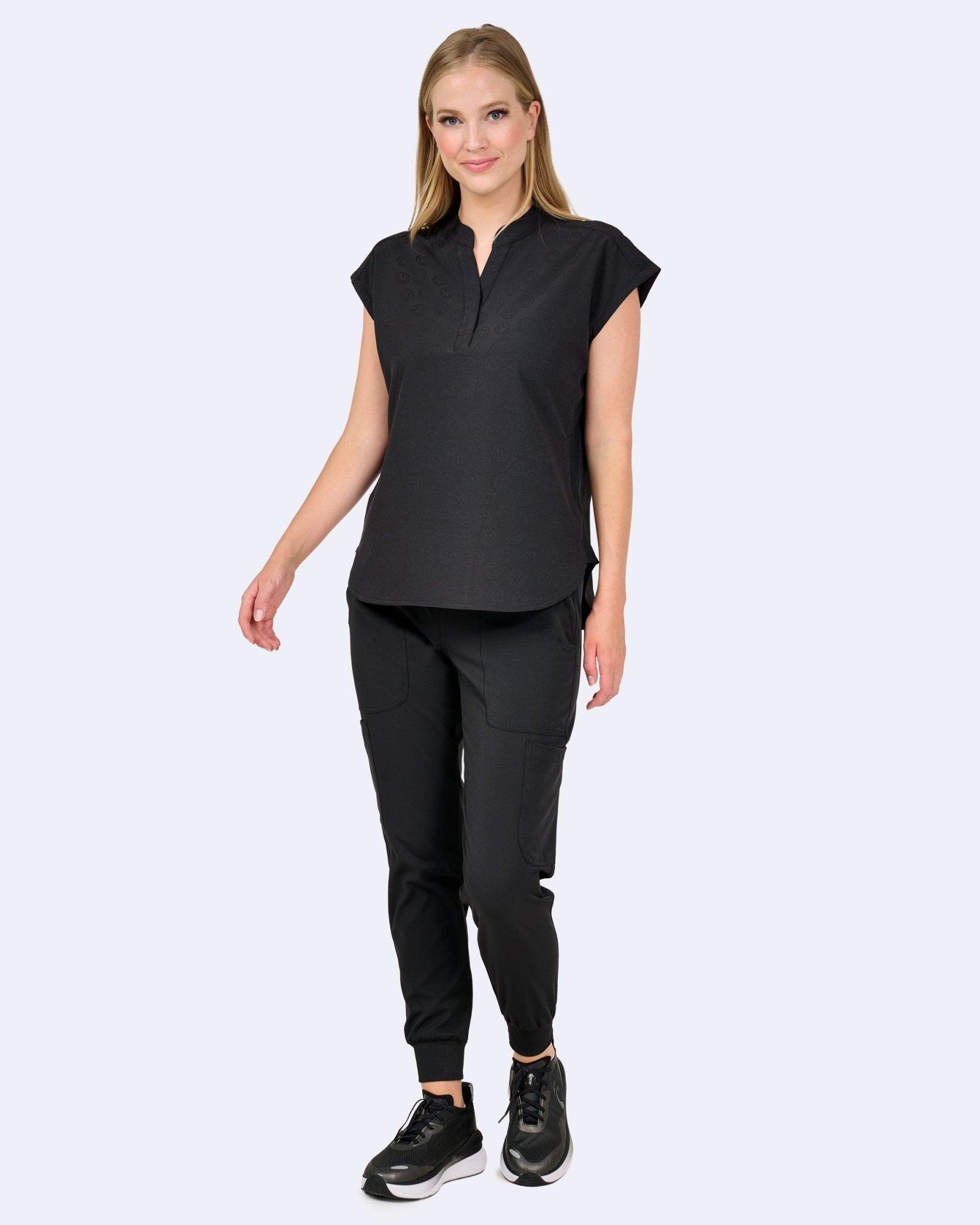Zavate Scrubs Piper Tuck In Mandarin Collar Top 1176 Smile Jacquard - Scrubs Select
