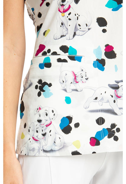 101 Dalmatians Tooniforms Licensed Disney V Neck Scrub Top TF666 DAPO - Scrubs Select
