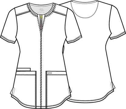 Floral Cherokee Infinity Print Round Neck Scrub Top CK880 HIMI