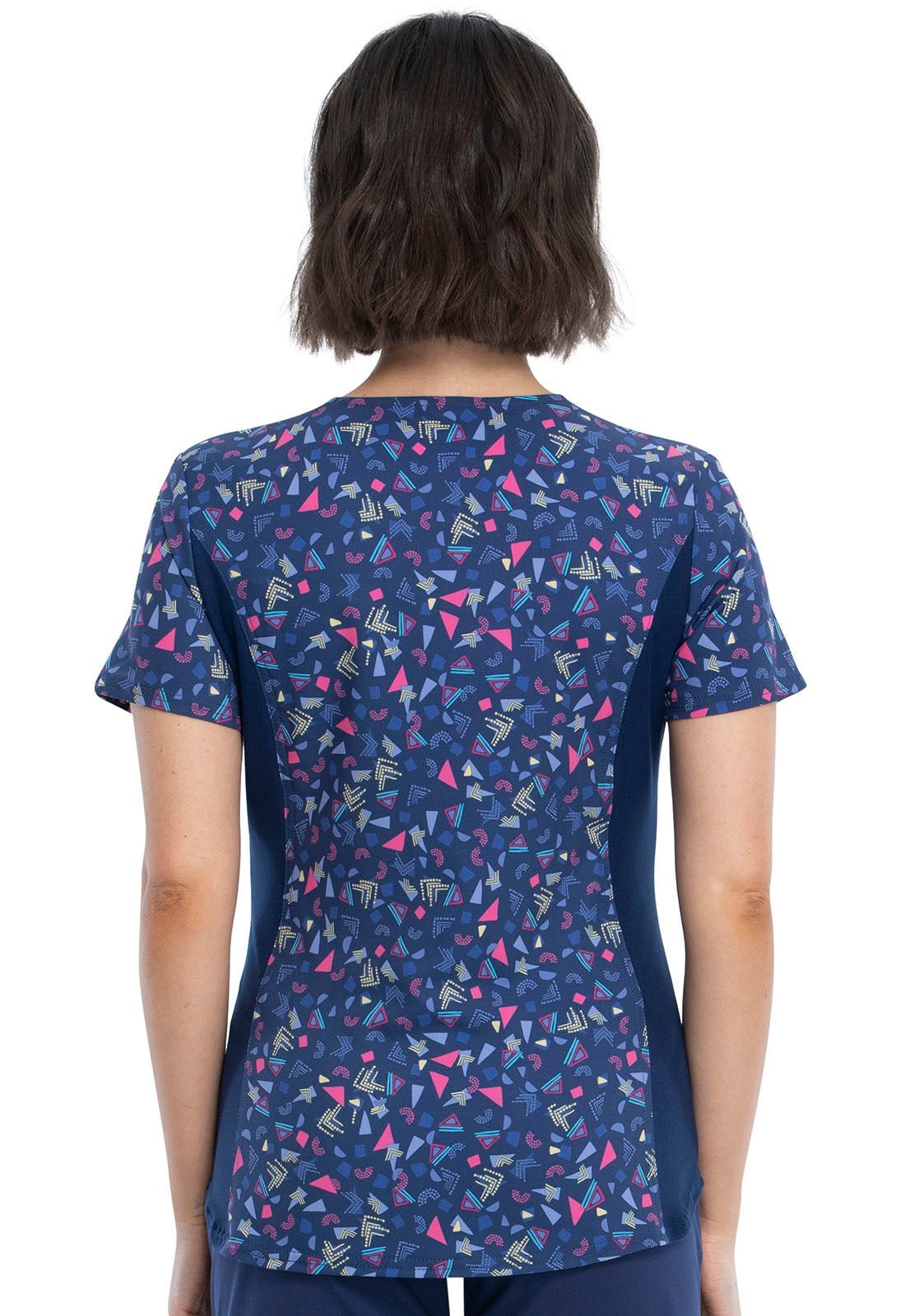 Abstract Cheroke IFlex Print V Neck Knit Panel Scrub Top CK641 GEOT - Scrubs Select