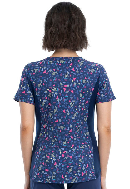 Abstract Cheroke IFlex Print V Neck Knit Panel Scrub Top CK641 GEOT - Scrubs Select