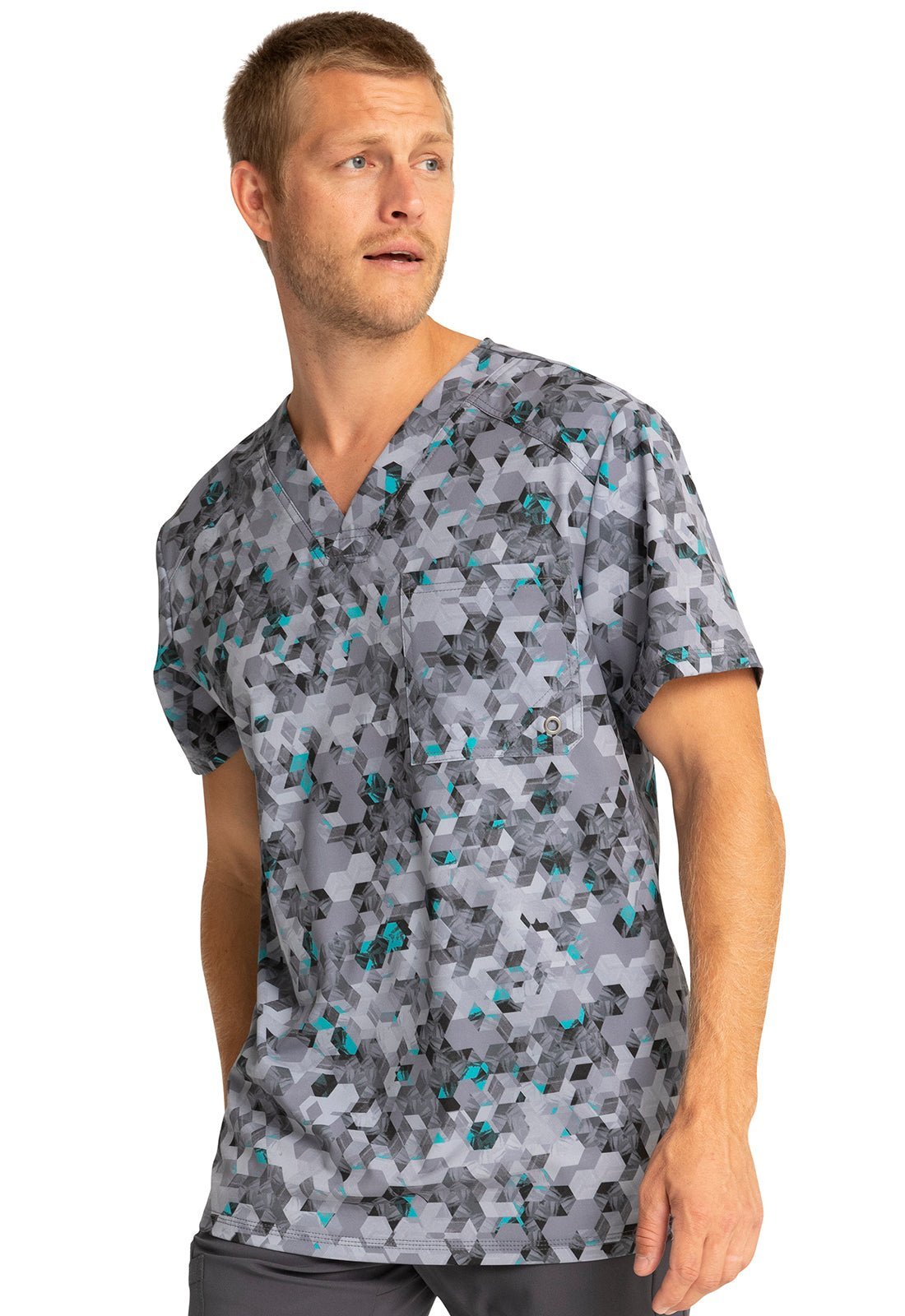 Abstract Cherokee Infinity Men's V Neck Scrub Top CK902 ABWY - Scrubs Select