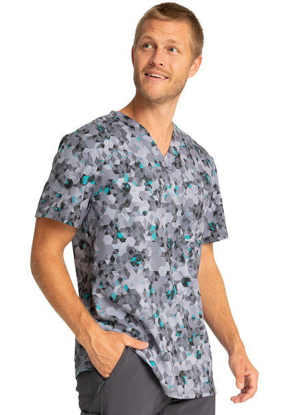 Abstract Cherokee Infinity Men's V Neck Scrub Top CK902 ABWY - Scrubs Select