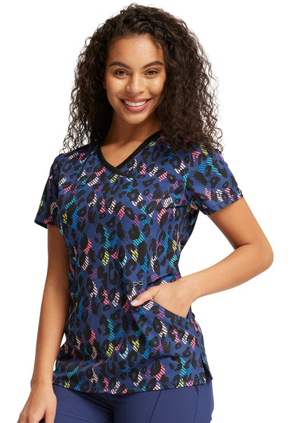 Abstract Cherokee Infinity Mock Wrap Scrub Top CK608 AMPO - Scrubs Select