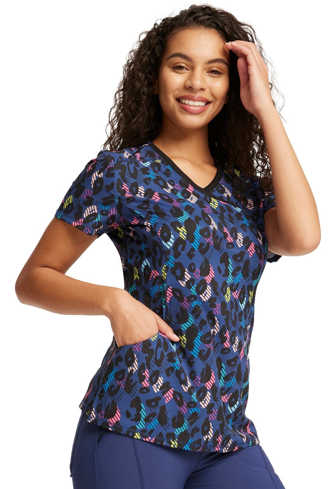Abstract Cherokee Infinity Mock Wrap Scrub Top CK608 AMPO - Scrubs Select