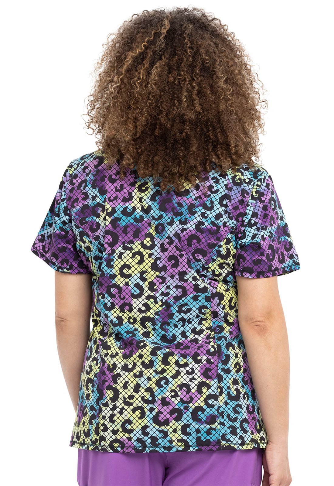 Abstract Cherokee Infinity Print Mock Wrap Scrub Top CK608 WIMH - Scrubs Select