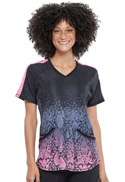 Abstract Cherokee Infinity Print V Neck Scrub Top CK659 PYPH - Scrubs Select