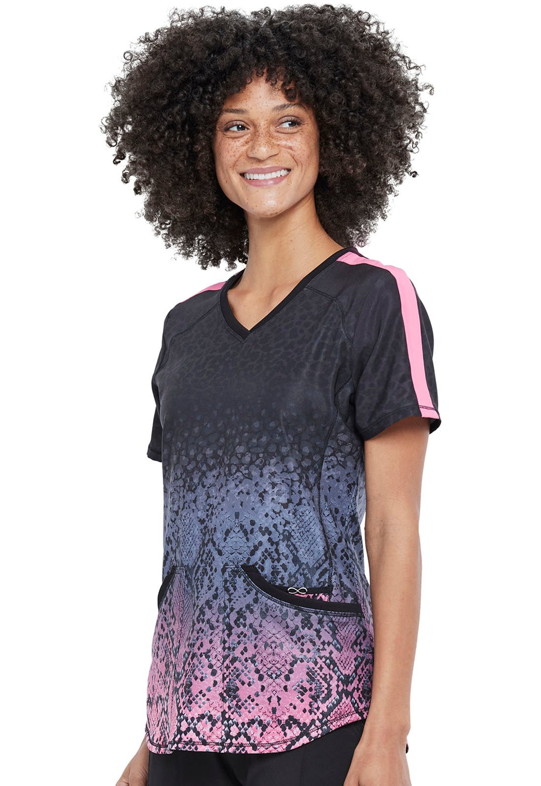 Abstract Cherokee Infinity Print V Neck Scrub Top CK659 PYPH - Scrubs Select