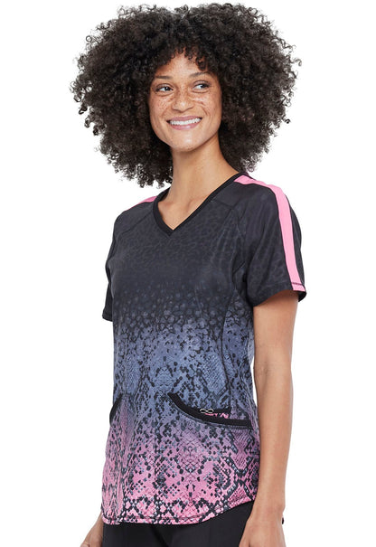 Abstract Cherokee Infinity Print V Neck Scrub Top CK659 PYPH - Scrubs Select