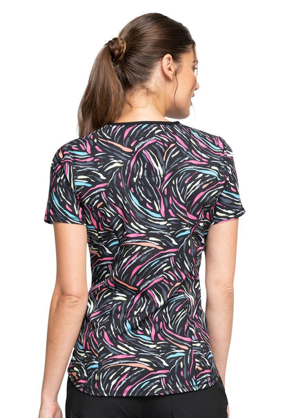 Abstract Cherokee Infinity Print V Neck Scrub Top CK771 GWFT - Scrubs Select